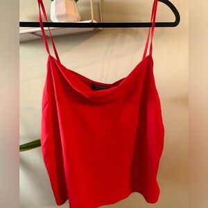 Topshop red cowl neck spaghetti strap blouse